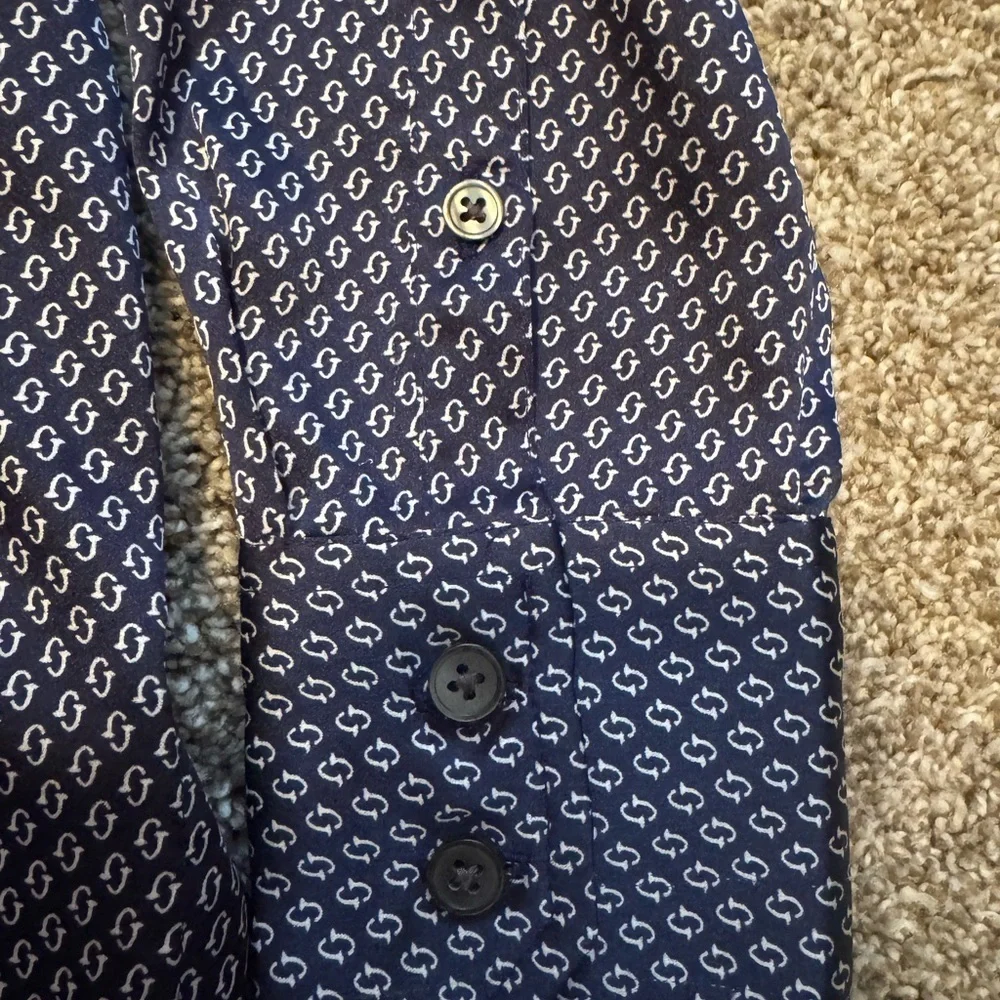 Banana Republic Men’s Parker Blue Navy Geometric Button Up Shirt Long Sleeve XS